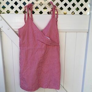 farrow red striped dress size: M